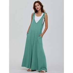 Deep Self Jumpsuit Women Size S Wide Leg Tie Top Boho Baggy Overalls With Pocket